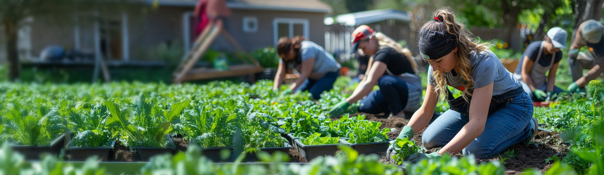 Leute arbeiten im Garten