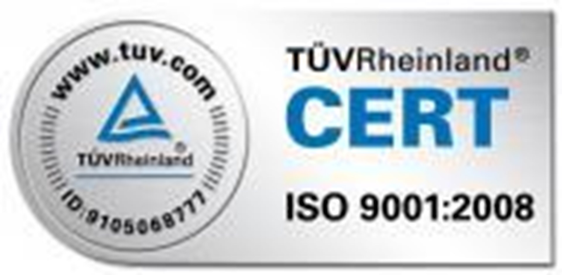 TÜV Siegel ausgestellt vom TÜV Rheinland mit der ISO Nummer 9001:2008.