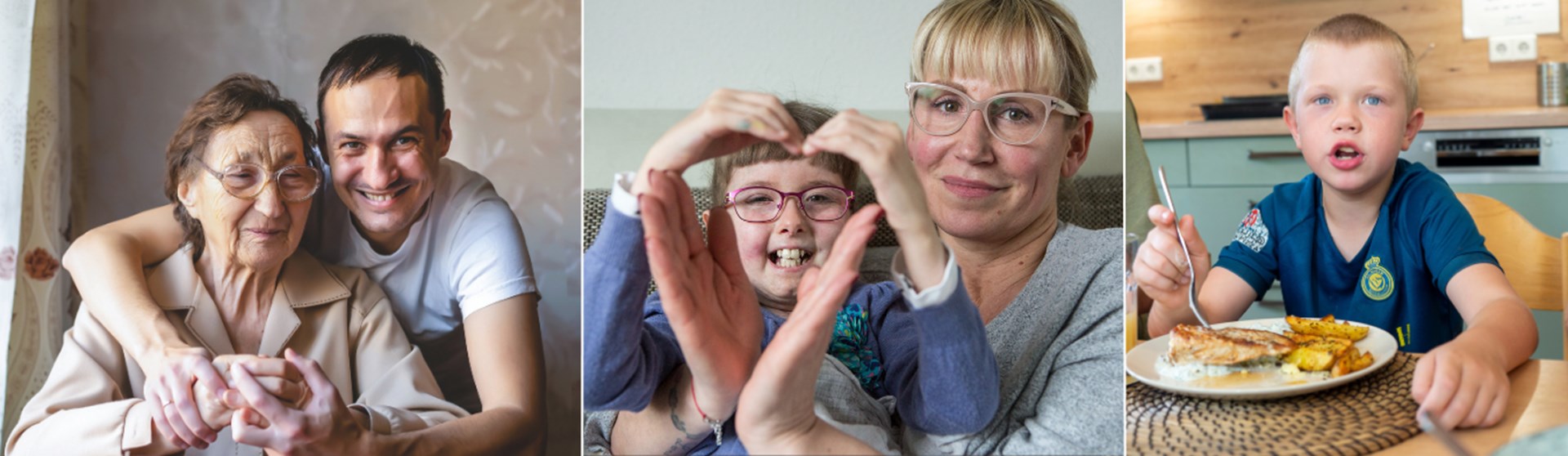 Diverse Einblicke in die Arbeit der Caritas - Hospizarbeit, Obdachlosenhilfe und Kinder-Mittagstisch.