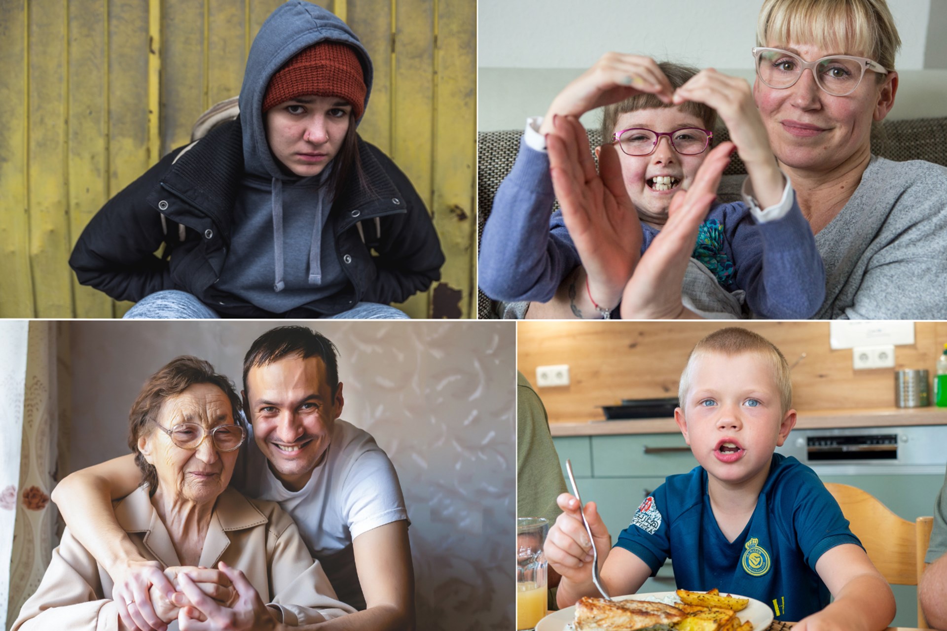 Diverse Ausschnitte aus verschiedenen Spendenprojekten des Caritasverbandes sind zu sehen.