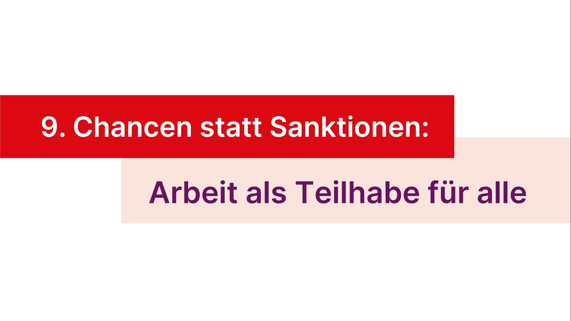 Bild mit der Aufschrift Chancen statt Sanktionen: Arbeit als Teilhabe für alle